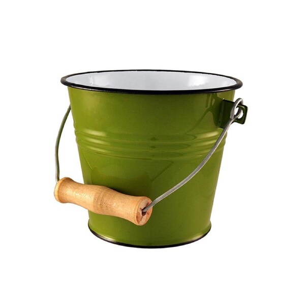 Urban Style Enamelware 1L Ice Bucket Storage Container w/ Wire Handle Green