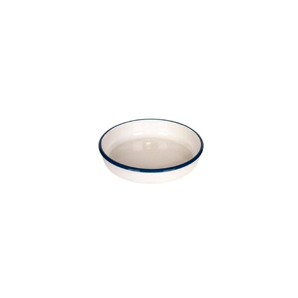 Urban Style Enamelware 28cm/2.8L Round Soup Bowl Container w/ Blue Rim White