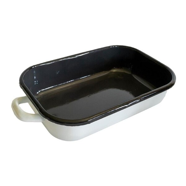 Urban Style Enamelware 2.2L Baking/Serving Dish w/ Black Rim White/Charcoal