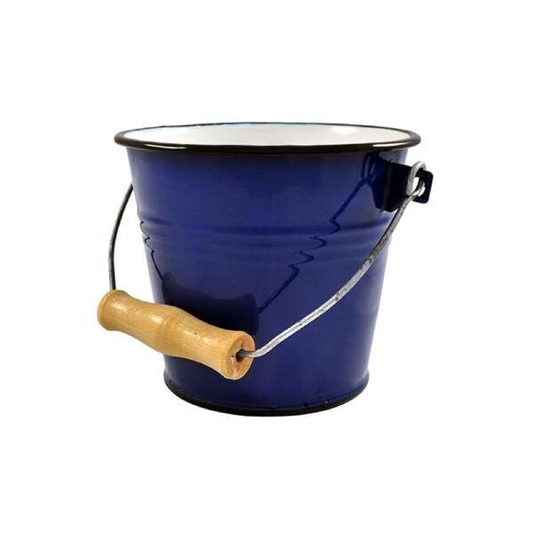 Urban Style Enamelware 1L Ice Bucket Storage Container Cooler w/Wire Handle Blue