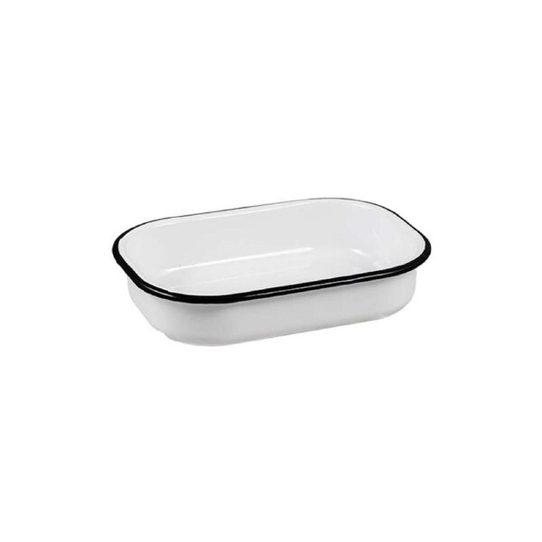 Urban Style Enamelware 21cm Multipurpose Rectangle Tray Dish w/ Black Rim White