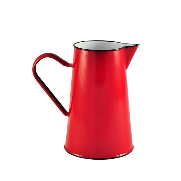 Urban Style Enamelware 2L Pitcher Water/Juice Jug Container w/ Black Rim Red