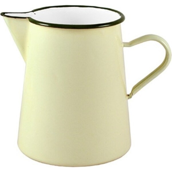 Urban Style Enamelware 1L Pitcher Jug Container w/ Green Rim Premium Cottage