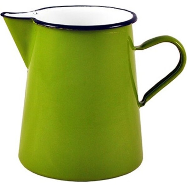 Urban Style Enamelware 1L Pitcher Jug Water Container w/ Black Rim Premium Green