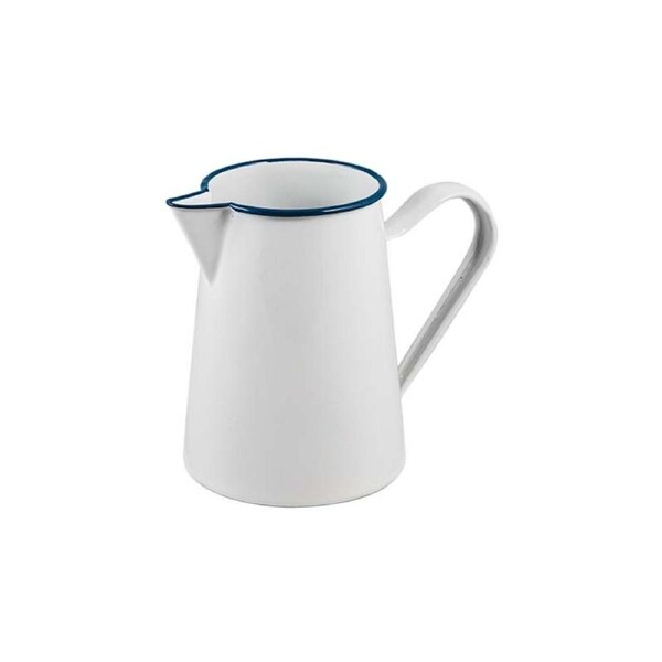Urban Style Enamelware 1.5L Pitcher Jug Water Container w/Blue Rim Premium White