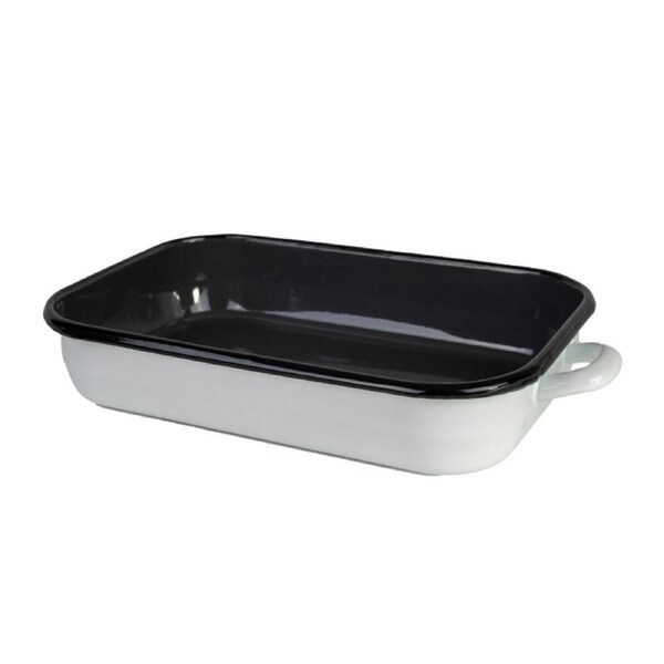 Urban Style Enamelware 3.4L Baking/Serving Dish w/ Black Rim White/Charcoal