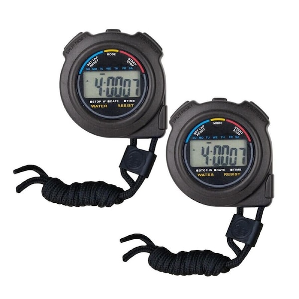 2x Watch Digital Chronograph Handheld Stop Sports Counter StopWatch Timer Alarm