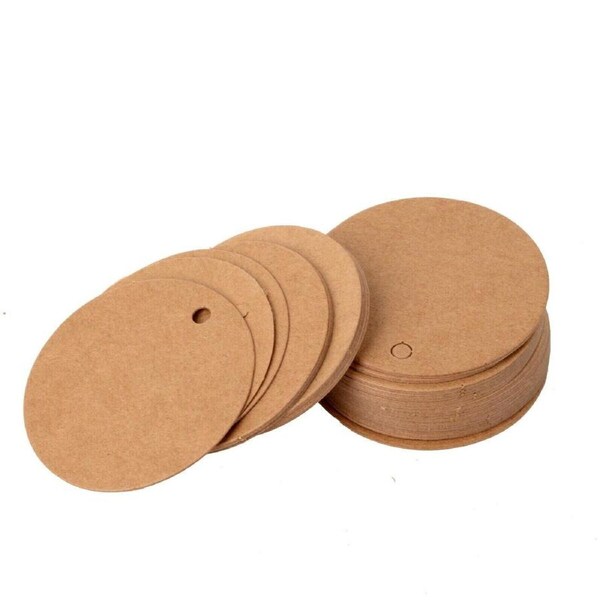 200x Kraft Paper Tags Round Brown Card Cardboard Wedding Party Gift DIY 5X5cm