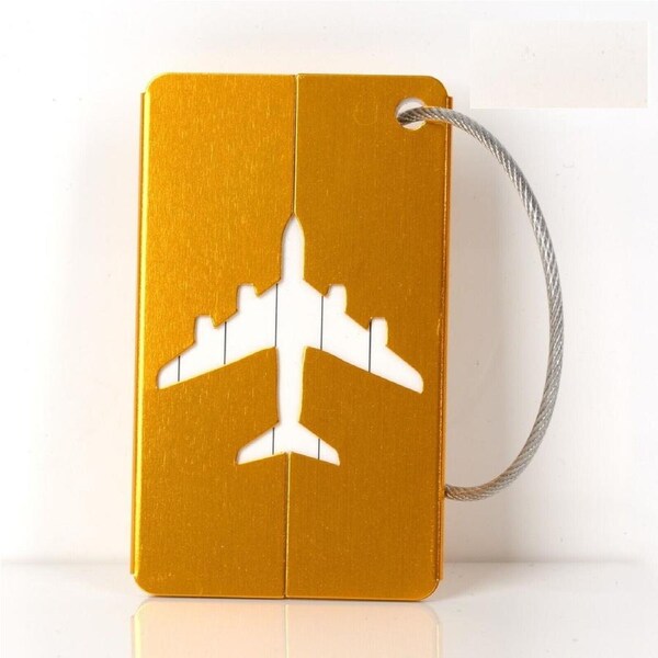 Luggage Tag Aluminum Travel Baggage Suitcase Identity Address Name Label -GOLD