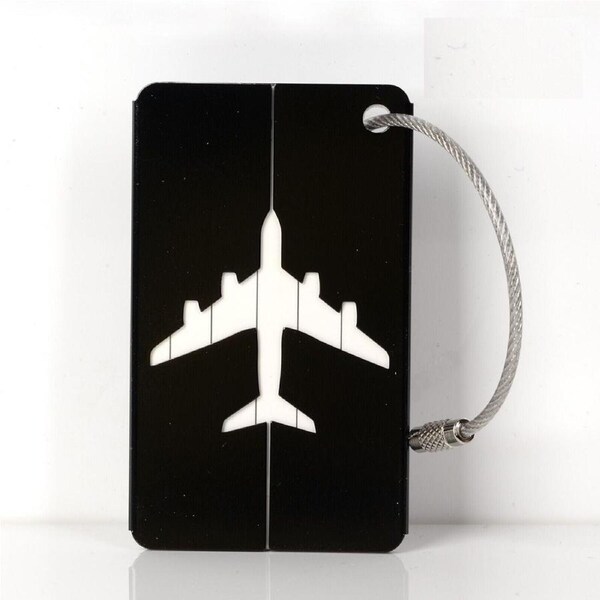 Luggage Tag Aluminum Travel Baggage Suitcase Identity Address Name Label -Black