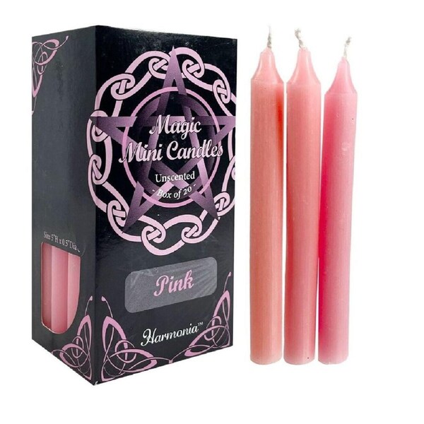 Pack of 20 Mini Candle Magic Spell Protection Wicca Candles Rituals - Pink