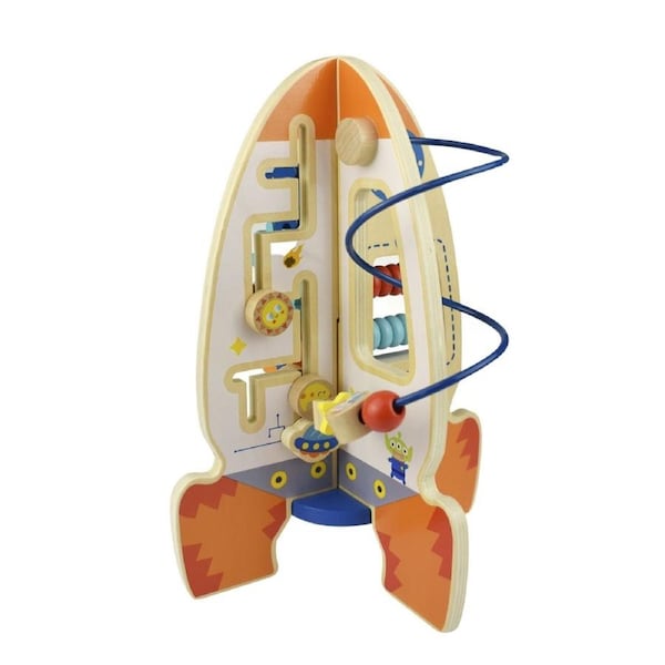 Tooky Toy Wooden Interactive Activity Rocket Children's Play Toy Set 2yrs+