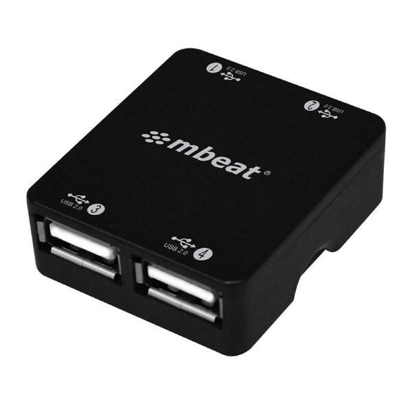 mbeat Portable Super Mini 4 Port USB 2.0 Hub w/Tuck-Away Cable Design For PC/Mac