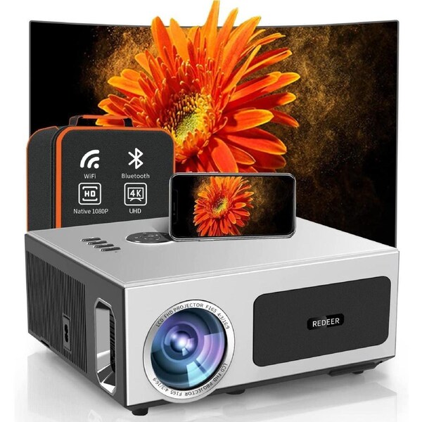 4K Projector Max 500"Display,1000Ansi Projector 4K Wifi and Bluetooth,Native 1080P Outdoor Projector Supprot 50%Zoom.Ppt.4P/4D & ±50°Keystone,Dolby.Smart Home Movie Projector for Phone/Pc/Tv Stick/Ps5