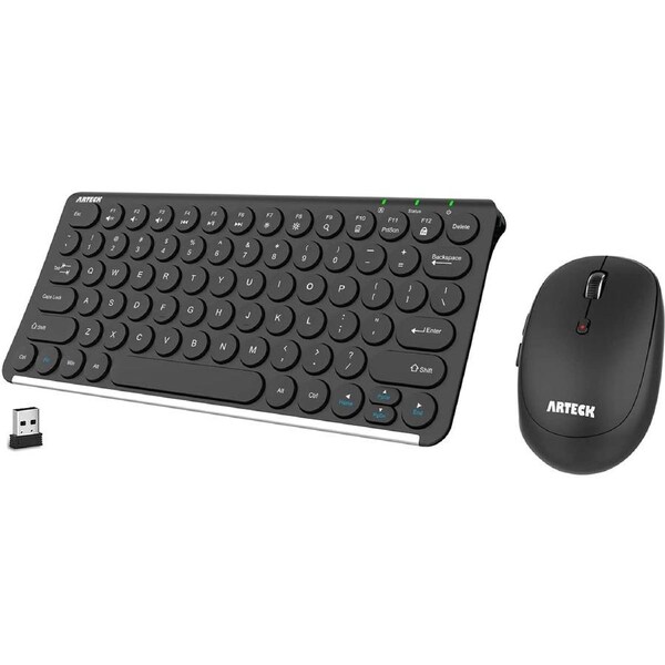 Arteck 2.4G Wireless Keyboard and Mouse Combo Ultra Compact Slim Stainless Full Size Keyboard and Ergonomic Mouse for Computer/Desktop/Pc/Laptop and Windows 10/8/7 Build in Rechargeable Battery