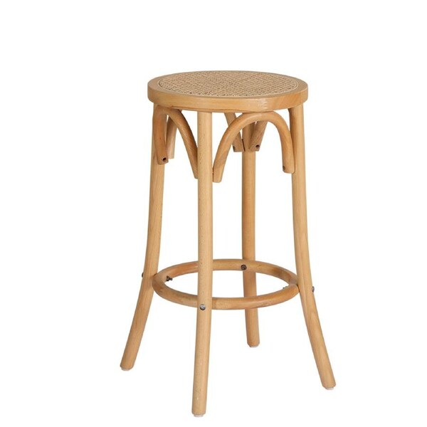 1X Artiss Bar Stool Rattan Seat Wooden