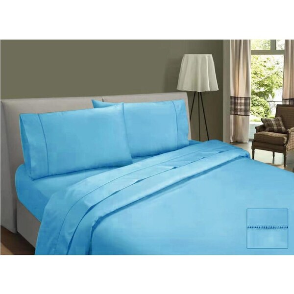 Ramesses Egyptian Cotton Sateen Sheet Set 1600TC King / Blue Suede