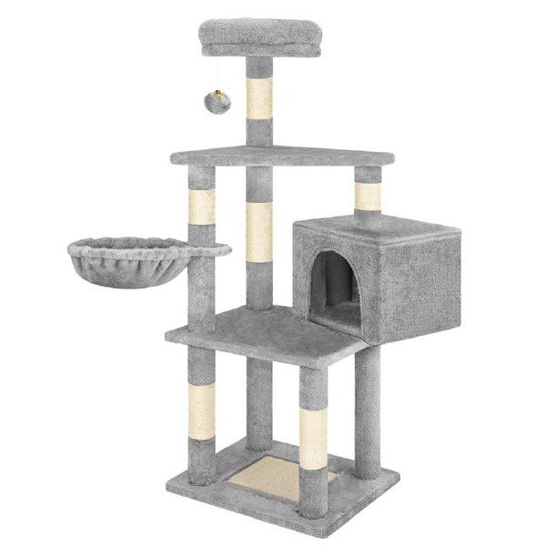 BEASTIE Cat Tree 130 Scratcher Wood Scratching Post Tower Condo House Furniture Grey