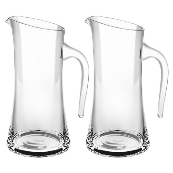 2x Wilmax England Crystalline 350ml Glass Jug Water Container Pitcher w/ Handle