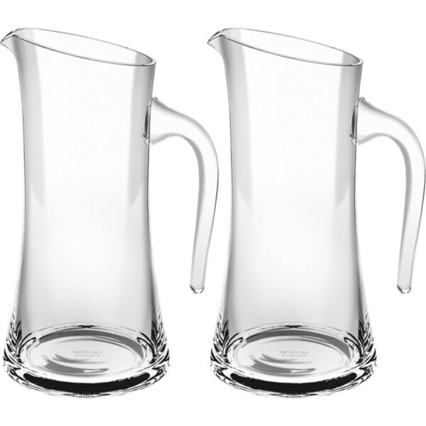 2x Wilmax England Crystalline 150ml Glass Jug Water Container Pitcher w/ Handle
