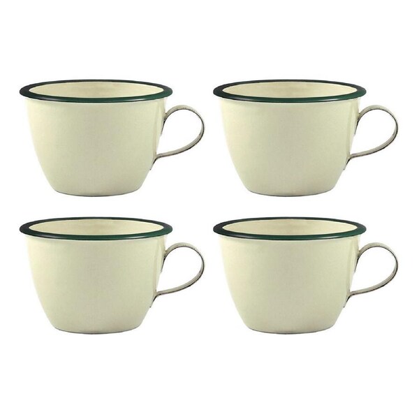 4x Urban Style Enamelware 350ml Conical Cafe Cup Coffee/Tea Mug w/Handle Cottage