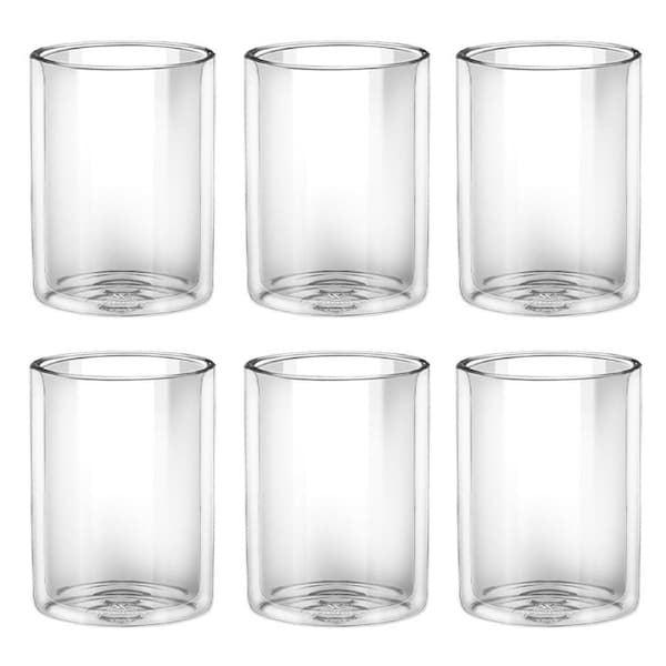 6x Wilmax England Thermo 500ml Straight Glass Cup Double Wall Drinkware Clear