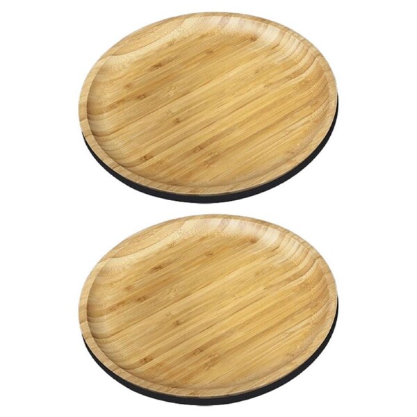 2x Wilmax England Round 15cm Bamboo Serving Dinner Plate Tableware Dish Natural