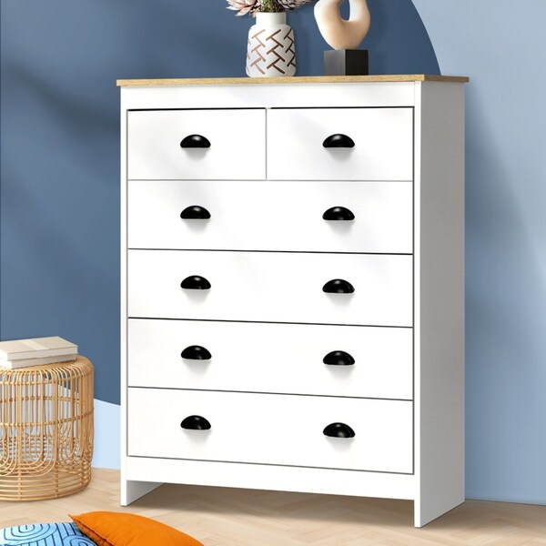 6 Chest of Drawers Oikiture White