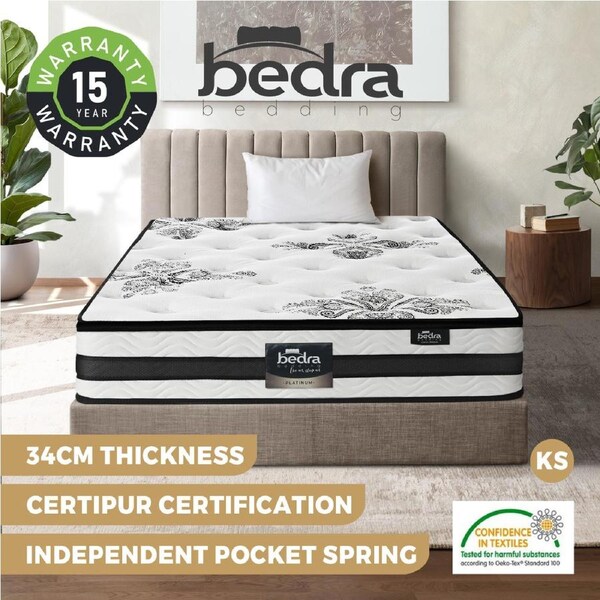 Bedra King Single Mattress Bed Cool Gel Foam Pocket Spring Firm 34CM
