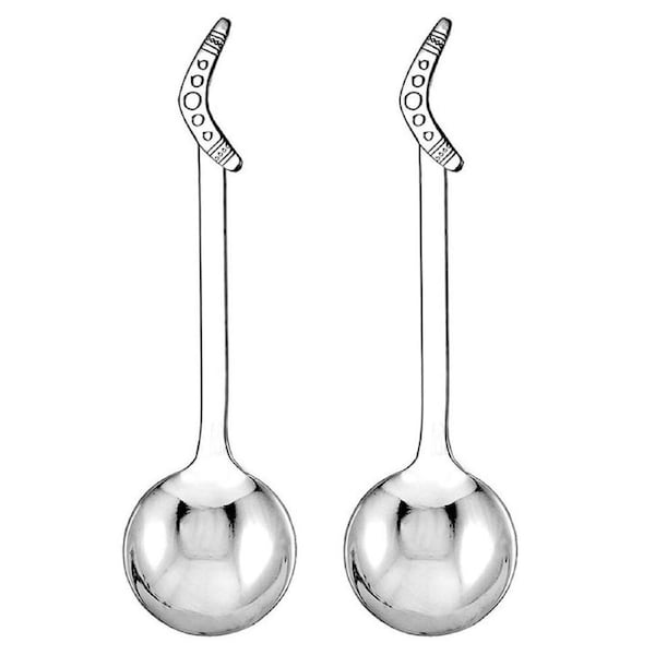 2x Urban Bush Stainless Steel Boomerang Ladle Spoon Kitchen/Cooking Skimmer SLV
