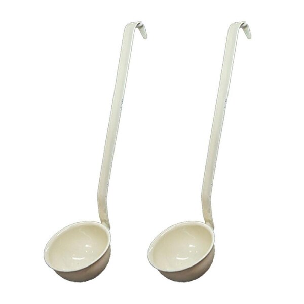 2x Urban Style Carbon Steel Enamelware Soup/Goulash Ladle Serving Utensil White