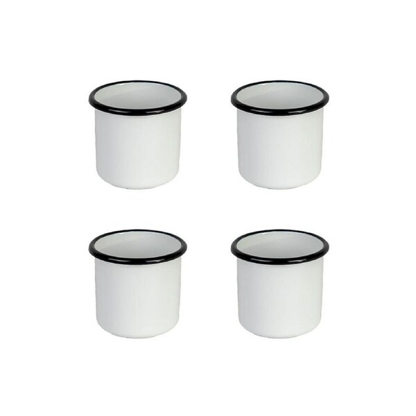 4x Urban Style Enamelware 280ml Porcelain Tumbler Drink Cup w/Black Rim White