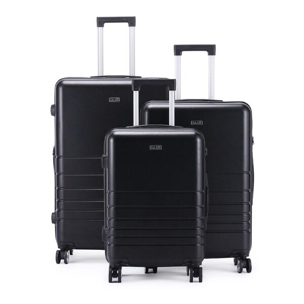 3pc Kate Hill Bloom Wheeled Trolley Hard Suitcase Luggage Set Black S/M/L