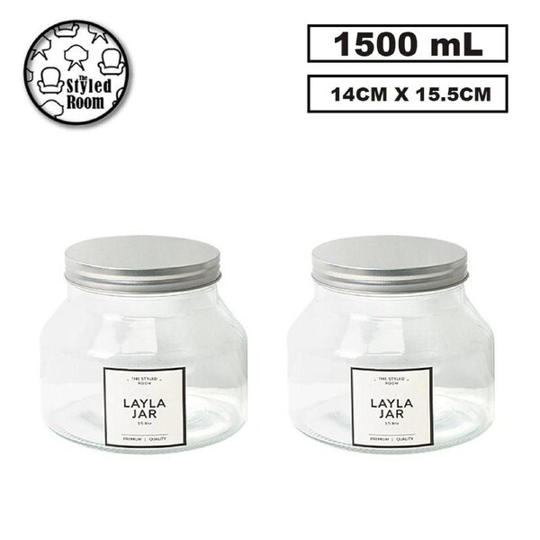 12x 1.5L Glass Cookie Jars Kitchen Food Candy Spice Biscuit Storage Container