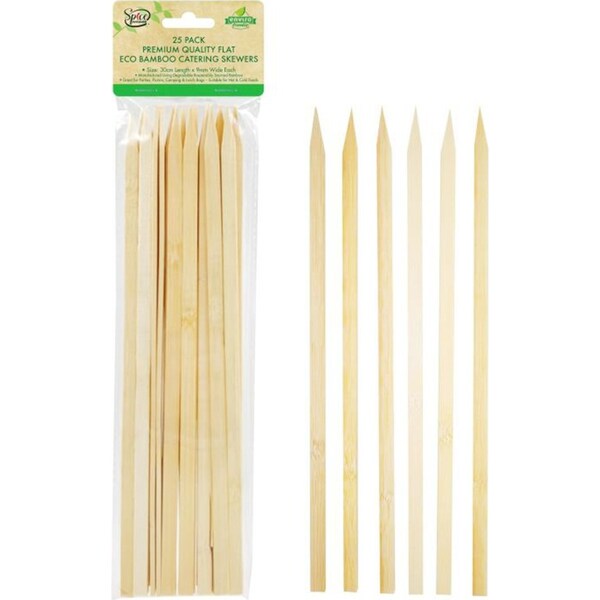 200 x Flat Bamboo Skewers Catering BBQ Party Meats Grill Food Kebab Sticks 30cm