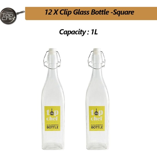 12 X1L Clip Glass Bottle Rubber Seal Kitchen Storage Container Jar Wedding Party