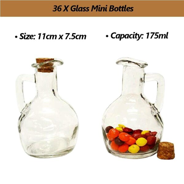 36 X Mini Glass Bottle With Cork Lid Lolly Candy Storage Jar Craft DIY Container