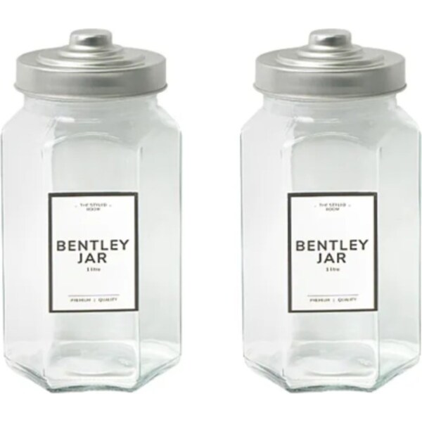 12x Glass Jars 1L Metal Lid Food Storage Container Candy Decor Kitchen Canister
