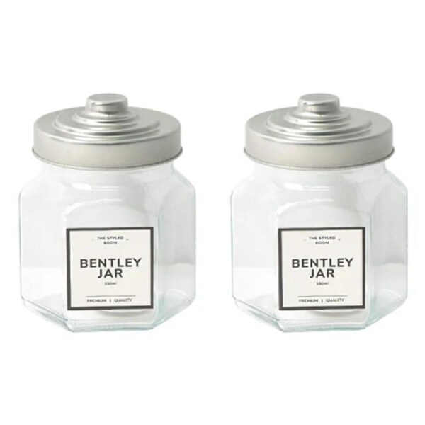 24x Glass Jars 550ML Metal Lid Food Storage Container Small Kitchen Canister