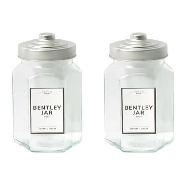 12x Glass Jars 800ML Metal Lid Food Storage Container Decor Kitchen Canister