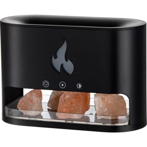 Black Ultrasonic Air Humidifier Fragrance Oil Aroma Diffuser LED Light Nightlight Flame Volcano