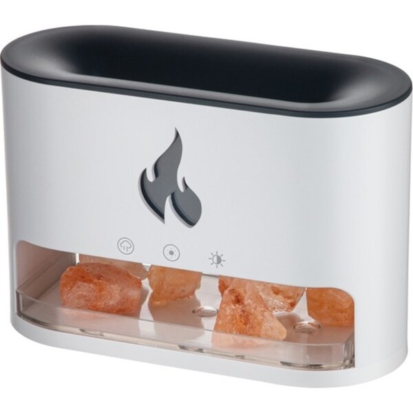 White Ultrasonic Air Humidifier Fragrance Oil Aroma Diffuser LED Light Nightlight Flame Volcano