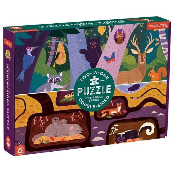 Mudpuppy - Forest Above & Below Double-Sided Puzzle 100pc