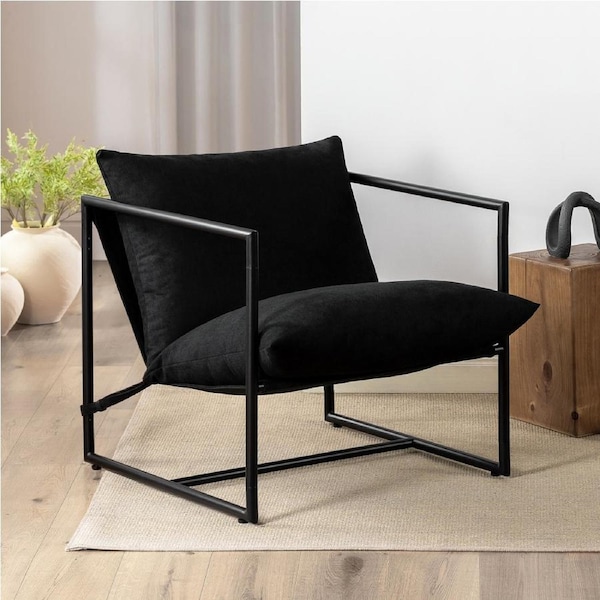 Zinus Aidan Sling Chair Metal Frame Armchair with Foam Cushion Black