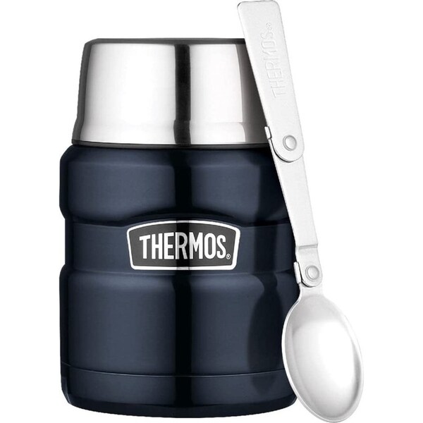 Thermos 470ml Stainless King Vacuum Insulated Food Jar w/ Spoon Midnight Blue