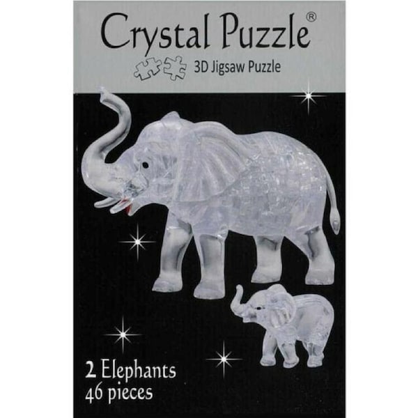 3D 2 x Elephants Crystal Puzzle
