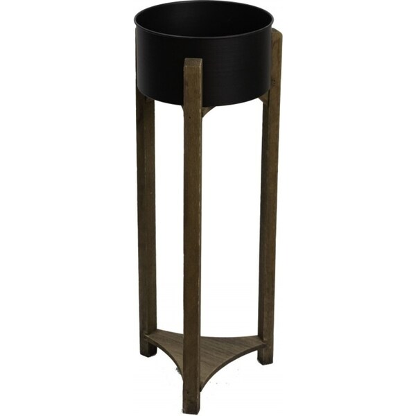 Fusion Steel Plant Stand Outdoor Indoor Flower Pot Rack Home Planter Shelf - Black