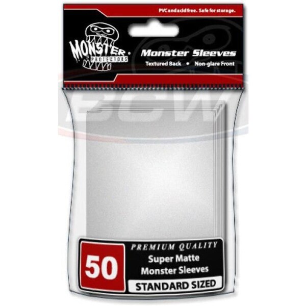 BCW Monster Deck Protectors Standard Matte White (50 Sleeves)