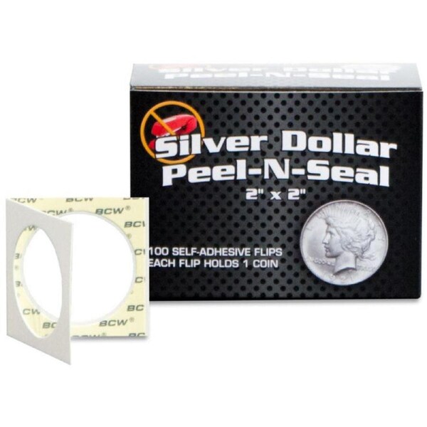BCW Peel-n-Seal Paper Flips Adhesive Dollar (2 x 2) (100 Flips Per Box)