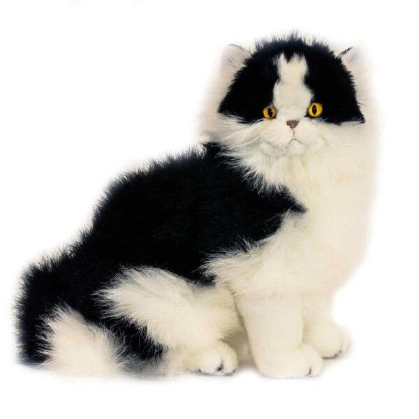 Bocchetta Plush Toys - Cat Piebald Black White Fluffy - Angus 27cm